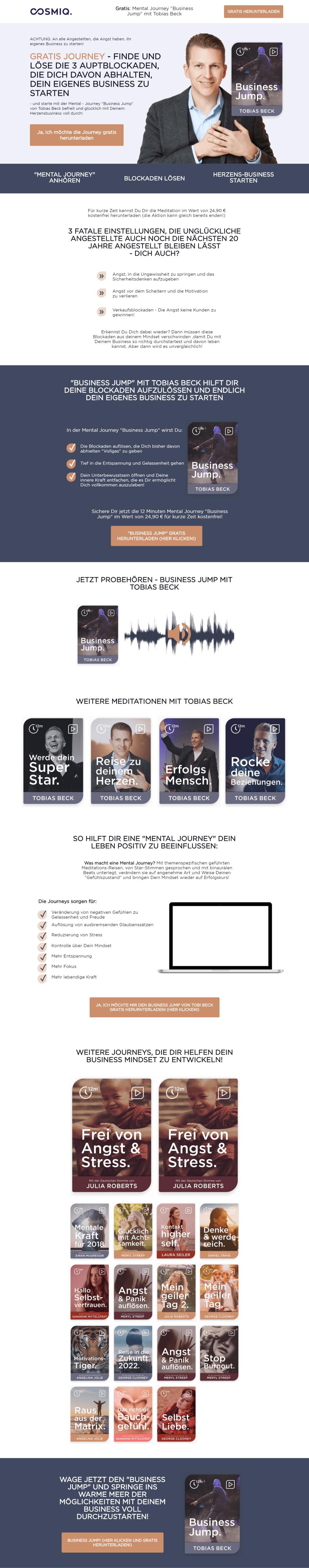 Cosmiq Business Jump — optin landing page